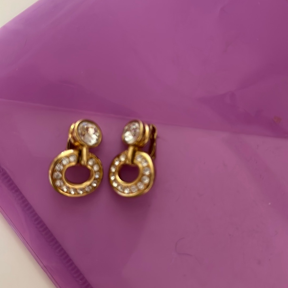 Vintage Susan Caplan Swarovski Gold Earrings
